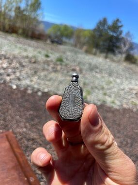 Sterling Silver Textured Mini Perfume Bottle Pendant - Silver vintage 50’s 60’s